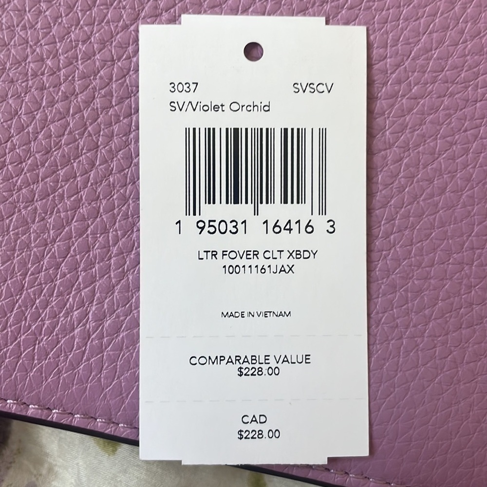 Brand New Coach Genuine Leather Foldover Clutch Crossbody Chain Purse Purple - Picture 10 of 16